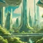 Placeholder: Vibrant science fiction cityscape with intricate details, bathed in sunlight with a clear blue sky. The modern architecture is sleek and clean, exuding a sharp, high definition appearance. Lush green parks provide a refreshing contrast to the futuristic urban landscape.