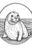 Placeholder: a seal, perfectly adapted to the harsh Antarctic climate, clean line art, monochrome, for kids coloring book, white background