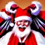 Placeholder: wings, freaky crazy Santa with wings, laughing, flying, satan wings