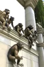 Placeholder: several weird monkey-like creatures climbing up the capitol building wall