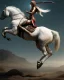 Placeholder: Crea la imágen de un guerreo Elfo hombre cabalgando un hermoso caballo blanco, cuerpo completo, pies completos, zapatos, espectacular, impactante, intrincado, calidad ultra, hiperdetallado, arte grafiti, maximalista, 8k