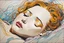 Placeholder: create a figurative, gestural, abstract expressionist painting of a sleeping woman with highly detailed facial features in the style of Sigmar Polke