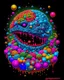 Placeholder: Monster made of ice cream, candy, gum drops, sprinkles tattoo design, traditional tattoo style, t-shirt design, fantasy art, digital painting, clean dark background, 8K by R. crumb, Todd Schorr, Robert Williams, Alex Alemany