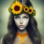 Placeholder: girl with sunflowers on head beautiful face