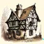 Placeholder: drawing of a medieval house in the style of art novel