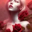 Placeholder: red roses beautiful girl,utra realistic,highly detailed, masterpiece, sharp focus, insanely detailed, fantasy art, royalistic,elegant, fog, Special Lighting,glowing lights Vibrant, color Scheme, forest, octane render, trending on artstation, ultra photoreal,hypermaximalist