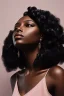 Placeholder: A black woman with silky curly long hair, fantasy setting, ethereal, soft lighting