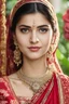 Placeholder: 8k, UHD, best quality, indian girl. most beautiful and gorgeous 15-year-old married girl wearing a simple red saree looking in camera. Focus on intricate details such as her flawless and stunning porcelain skin, the perfection and beauty of her brown eyes with a soft arching angle, the allure of her juicy and rose downturned lips, the perfection and grace of her jawline, and her black hair styled in a low bun. Bring out the richness of each facial feature with high detailing