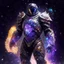 Placeholder: A battle suit made of galaxies and stars with a glove that has seven endless stones Battle armor from the extract of galaxies Battle armor from the extract of galaxies with a fiery sword