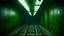 Placeholder: GAME CONCEPT ART .Inside the old subway tracks, . Low light and closed green moss walls. Like the original design of the game space ,digital art.landscape,far camera old painting,2 Chen and George Hopper, Rembrandt lighting, a dark green color scheme, ethereal light. --ar 13:16 --v 6. 0 metro game
