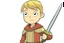 Placeholder: cartoon Arthur holding the sword