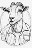 Placeholder: Outline art for cute coloring pages with goat with glasses, full body, white background, sketch style, only use outline, clean line art, no shadows and clear and well outlined.