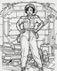 Placeholder: coloring page for teens, simple outlines art, cartoon style, outline drawing, bold outlines, clean and clear outlines, no tones color, no color, no detailed art, art full view, wide angle, white background, Bessie Coleman.