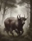 Placeholder: Minotaur, half man. Half bull crw majestically galloping through the dense forest in the style of Doug Hyde , fantastical landscape, soft strokes , mythology portrait, classic illustrated digital design