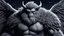 Placeholder: closeup big stocky gray furry monster man with dark wings, night, full moon, 8k, high quality, trending art, trending on artstation, sharp focus, studio photo, intricate details, highly detailed, by greg rutkowski