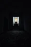 Placeholder: AtmosphereI want a picture of an abandoned room with dim lights, scattered paper on the floor, and at the end of the room a man climbs stairs, passes into another room with dim light