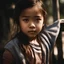 Placeholder: high resolution) (portrait), (little latino Asian girl), (harsh light), (intense shadows), (contrasting tones), (close-up), (cheerfull expression), ((emphasized features)), striking eyes, (unique angle), (bold composition), (intense mood), ((contoured features)), (strong personality), (realistic skin texture), (professional photography), (edgy fashion), (creative makeup), ((intense gaze)), (fierce beauty), (sharp details), ((fashion model)), ((high cheekbones)), (dark brown eyes)