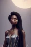 Placeholder: A portrait of a beautiful youthful black woman, wearing a corset, long black hair, wizard, magical, ethereal, soft bright lighting. Concept art by wlop. Ultra quality 8k.