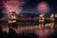 Placeholder: Chain Bridge Budapest, Danube, fireworks in the sky, smoke, dust, reflection at night in starshine