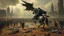 Placeholder: detalied cyberpunk interpretation of Bruegel's "The Triumph of Death", capturing the symbolic "harvest" of humanity. this is terror. A dystopian metropolis under smog sky, cybernetic soliders reapers are executing physical harvest many of humans citizens killed army of cyberwarrior androids and robotic soliders, many panicking run away people ,many bodies lying on the ground. a cyber-death warrior in black hood with futuristic gun on an mechanical robotic horse, thriller, detailed, cinematic