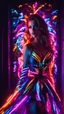 Placeholder: Photography Beautiful woman with dress art neons glowing bright light in the dark and colorful details