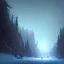 Placeholder: Concept art of the Olympic National Forest at night during winter by Anato Finnstark