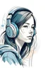 Placeholder: Illustration sketch of woman in music with headphone