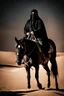 Placeholder: Photography Mistery of Black Ghost Arabian,Walking alonely on desert darkness night background