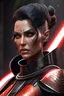 Placeholder: 8k uhd, a muscular sith woman in a star wars outfit, short hair, trending on cg society, fine art masterpiece, wallpaper, poster, sharp focus, hyperrealism, insanely detailed, lush detail, HQ by brad rigney, industrial light and magic,