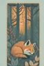 Placeholder: in a cosy vintage style, a fox sleeps in a forest