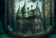 Placeholder: fantasy victorian house surrounded by forest, perspective from below