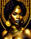 Placeholder: make a black background, Black ,Gold ethnic woman in the style of a
