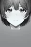 Placeholder: short hair girl passed out, close-up, greyscale