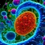 Placeholder: cellules eucaryotes adhérentes vues au microscope pendant la division cellulaire, pas d'animation, photo réaliste, cellule cancéreuse au milieu de cellules saines. Photo nette et très détaillée en 4K, grand angle, nette, vibrante, éclatante.