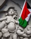 Placeholder: Escultura de muchos niños muertos por una bomba, bandera de palestina,en marmol blanco calidad ultra, hiperdetallado, obra de arte, 8k 3D