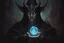 Placeholder: A dark sorcerer, magic spell, head of the demon, demon, devil, magical, mystical, photoshop painting, by Jason Chan.