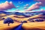 Placeholder: intricate details lush fantasy plains soft rolling hills big blue sky