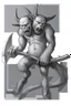 Placeholder: A two-headed devil with muscles, holding an icebreaker in his hands