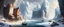 Placeholder: Fantasy, Icy landscape in a beach cove surrounded by steep cliffs, with 3 buildings and a harbor with 1 sloop