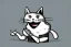 Placeholder: Cat smiling with a bloody knife. Illustration.