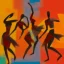 Placeholder: an abstract painting with figures of three African women dancing