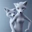 Placeholder: full-body portrait of one light-blue fox-like human female, skin whole body, volumetric lighting, intricate detail, realistic