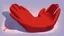 Placeholder: fantasy cartoon style illustration: red mitten with a little cute mouse peeking out