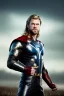 Placeholder: retro portrait image from 1960, sky background, wind, long blonde hair, fighting stance, young Chris Hemsworth, black dress, classic long tight lycra black suit, red cape, gold bracelet and belt, high boots, superhero style, classic comic Thor, soft color, highly detailed, unreal engine 5, ray tracing, RTX, lumen lighting, ultra detail, volumetric lighting, 3d, finely drawn, high definition, high resolution.