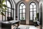 Placeholder: home office with two arched windows in a modern townhouse