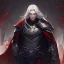 Placeholder: Vampire knight, young man, handsome, long white hair, black full plate armor, red cape