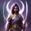 Placeholder: Fantasy setting, woman, dark-skinned, indian, ranger, 23 years old, wavy hair