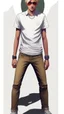 Placeholder: Teen man, blond hair, perfect face, style of tomer hanuka, jeans, white, t-shirt, pompadour