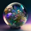 Placeholder: iridescent modern and mechanic globe full of flowers and nature