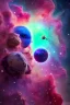 Placeholder: planets with star nebula background